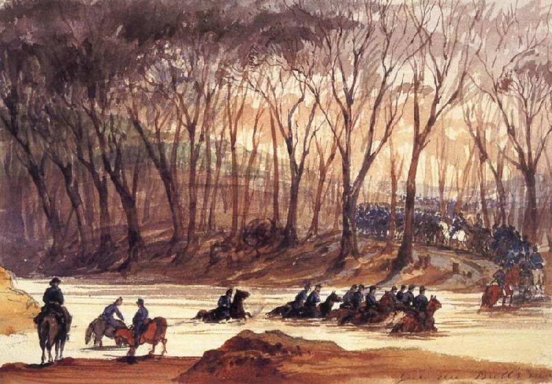 unknow artist Federal Cavalrymen Fording Bull Run